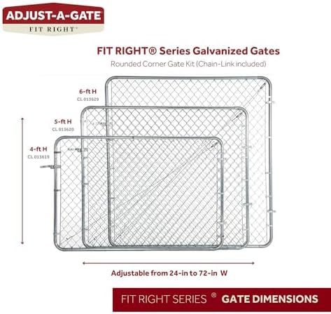 Fit-Right 5'H Adjustable Chain Link Gate Kit - Galvanized