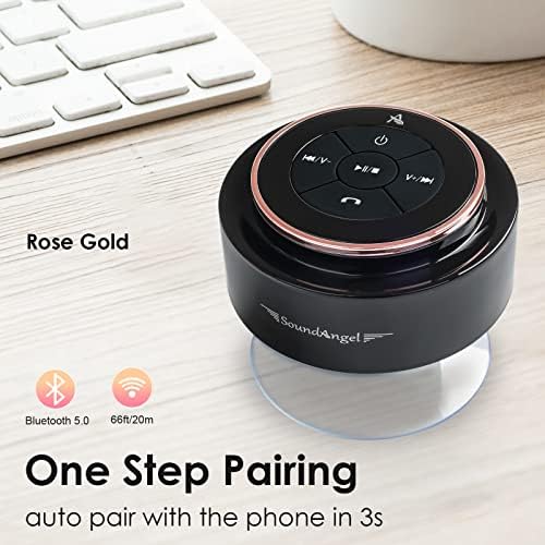 XLEADER, Upgraded, Pro Shower Speaker, Certified IPX7 Waterproof Bluetooth Speaker, with Suction Cup, Silicone Lanyard, 8W Crystal Sound&Rich Bass