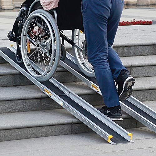 Goplus Wheelchair Ramp, Adjustable Portable Aluminum Ramps with Non-Skid Surface for Home Steps Stairs Doorways