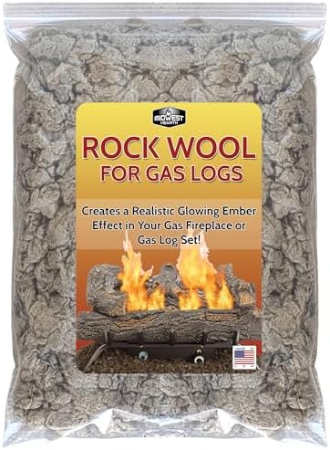 Midwest Hearth Rock Wool for Gas Logs – 6 oz | Glowing Embers Effect for Gas Fireplace and Gas Log Sets | Vented and Unvented Compatible | Made in