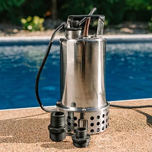 Little Giant MDP-1 115-Volt, 4260 GPH, 3/4 HP Manual Submersible Stainless Steel Main Drain Swimming Pool Utility Pump for Removing Standing Water