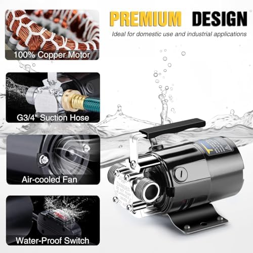 Water Transfer Pump, 115V 1/10HP 330GPH Electric Utility Water Pump with 6ft Water Hose Kit, Portable Small Water Pump For Pool Draining, Removing Water From Rain Barrel, Aquariums, etc.