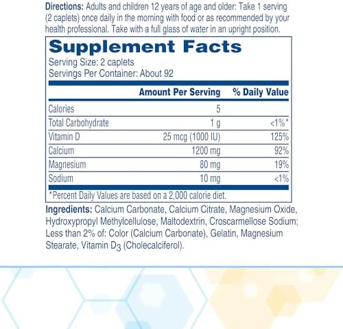 Citracal Slow Release- Calcium 1200 mg with Vitamin D3, Magnesium, Calcium Supplement, Bone Health Support, Take Once Daily Caplet, 185 Count