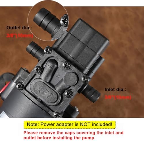 12V DC Water Transfer Pump 4.5 L/Min 1.2 GPM 80 PSI | with 2 Hose Clamps, 12 Volt Diaphragm Pump Self Priming Sprayer Pump