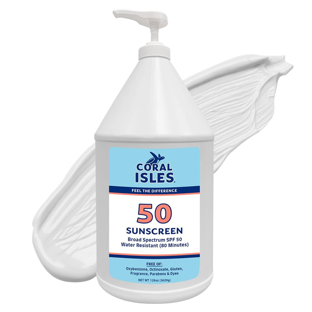 Coral Isles SPF 50 Sunscreen Pump Reef Compliant Broad Spectrum 128 Fl Oz