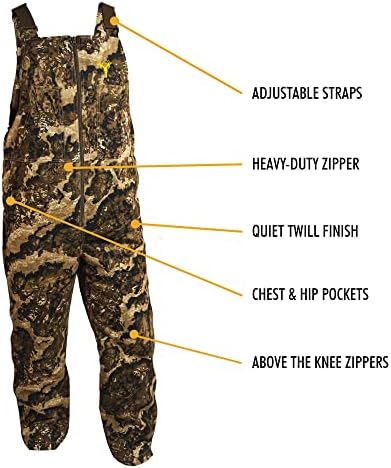 HOT SHOT Men’s Insulated Camo Bib, Ultra-Quiet Adjustable Overalls, Cold Weather Hunting Coveralls for Men