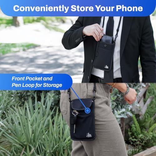 DefenderShield EMF Cell Phone Pouch with Extra Pocket (Black)