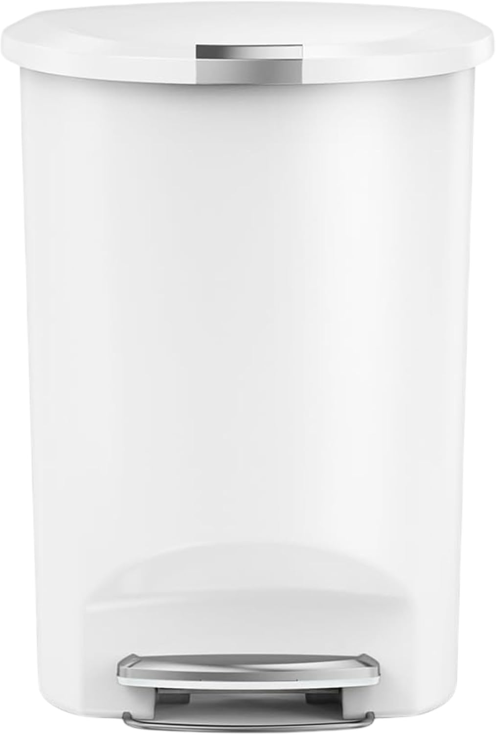 simplehuman 50 Liter / 13 Gallon Semi-Round Kitchen Step Trash Can with Secure Slide Lock, Black Plastic