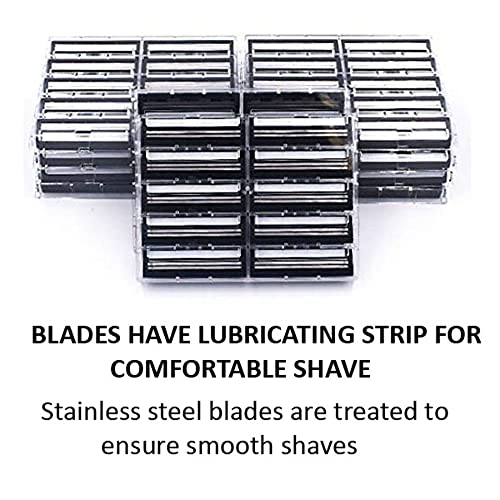 Taconic Shave 100 Twin Blade Razor Cartridges With Lubricating Strip - Compatible With All Gillette Trac 2, G2, G II, Contour