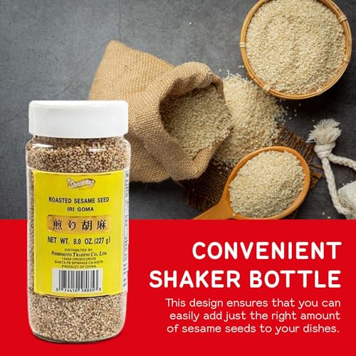 Shirakiku Roasted Sesame Seeds (IRI GOMA) | Perfect for Salad, Sushi, and Noodles Topping | Toasted Sesame Seeds with an Enticing Aroma, Flavor
