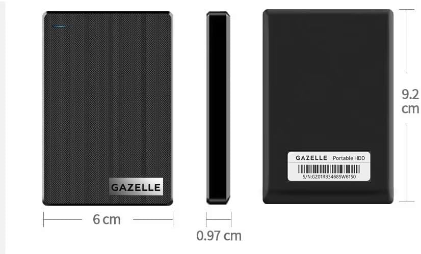 GAZELLE High-Speed 1TB Ultra Slim Portable External Hard Drive - 2-in-1 Type C & USB 3.0, Compatible with PC, Mac, Laptop, PS4, Xbox, iPad, Tablet