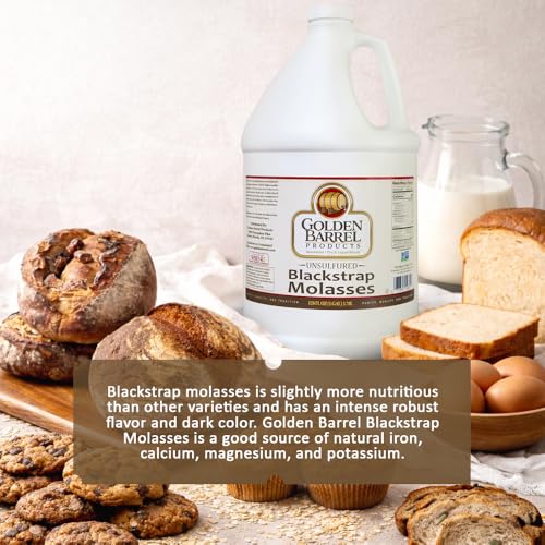 Golden Barrel Unsulfured Blackstrap Molasses, Bulk 128 oz Jug, Rich Robust Molasses for Baking, Cooking & Marinades