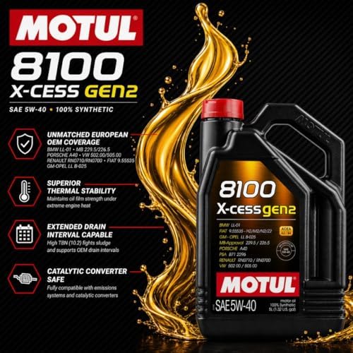 MOTUL 8100 X-Cess Gen 2 SAE 5W40 Full Synthetic Motor Engine Oil 5 Liter Bottle