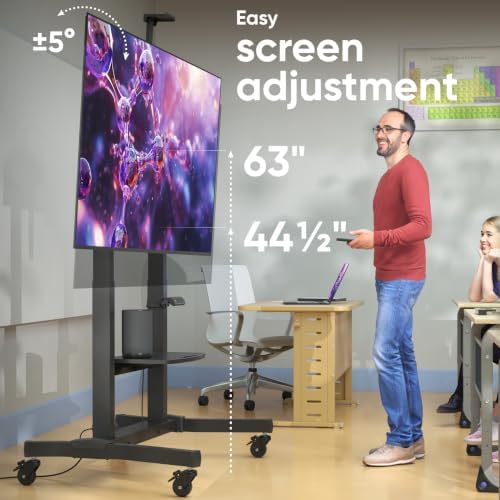 ONKRON Motorized TV Stand 50-100", up to 265 lbs, max VESA 1000x600, Black | Electric TV lift height adjustable 44.5"-63", remote, tilt