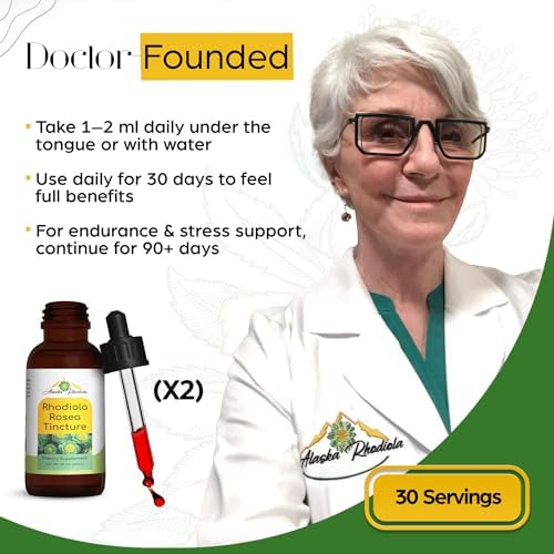 Alaskan Rhodiola Rosea Tincture – Natural Stress Support Rhodiola Supplement, Adaptogen for Energy & Mental Clarity