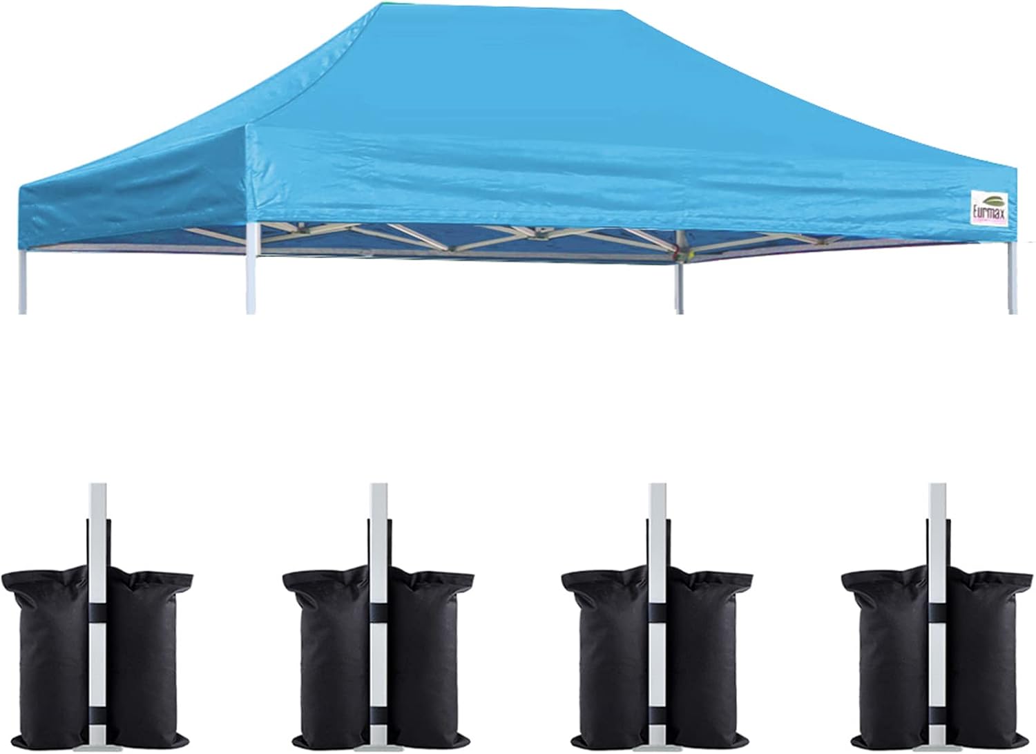 Eurmax USA 10x10 Pop Up Canopy Replacement Top,Universal Instant Canopy Cover ONLY,Heavy Duty UPF 50+ UV Protection,Water & Wind Resistant Tarp,30+ Colors Available,Bonus 4 Sand Bags (White)