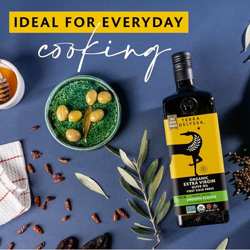 Terra Delyssa First Cold Pressed Organic Extra Virgin Olive Oil, Single Sourced, 500 ML (17 fl. oz) Dark Glass Bottle - 3 Pack, Non-GMO, Naturally Rich in Antioxidants and Polyphenols