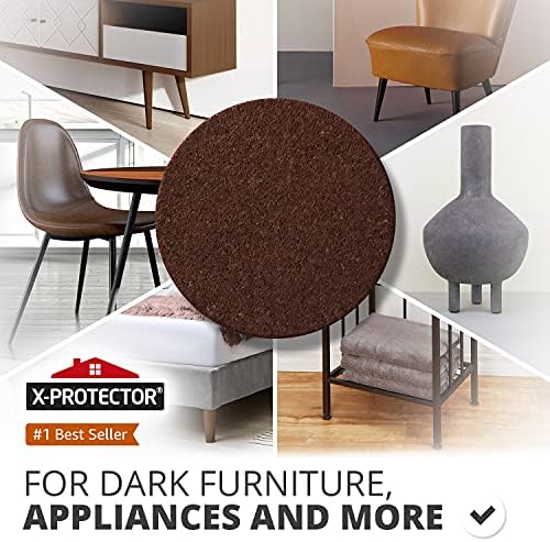 16 Heavy-Duty Felt Furniture Pads 2” 1/4” Thick X-Protector Round Felt Pads | for Furniture Feet - The Best Felt Floor Protectors for Furniture to Prevent Scratches. Protect Your Hard Floor! (Brown)
