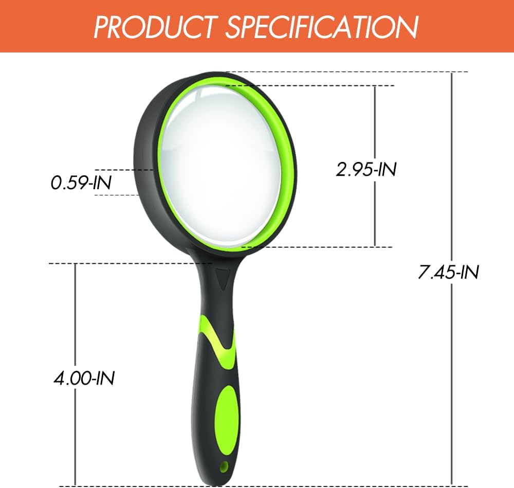 Leffis 3 Pack Magnifying Glass, 10X Reading Magnifier for Kids and Seniors
