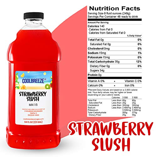 Coolbreeze Beverages Strawberry Lemonade Frozen Drink Mix – Flavor Syrup for Frozen Daiquiri, Slushie, Snowcone, and Shaved Ice Machines
