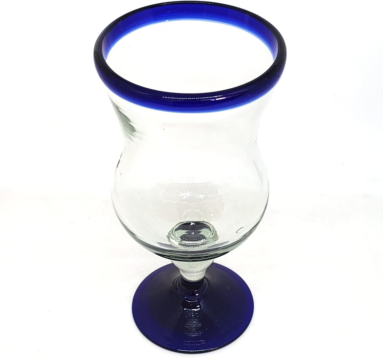Cobalt Blue Rim 13 oz Wine Glasses (set of 6), Recycled Glass, Lead-free, Toxin-Free (13oz Wine)