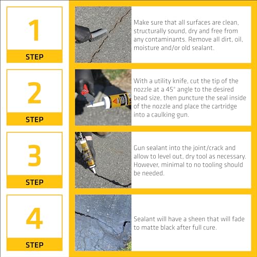 SIKA Sikaflex-410 Asphalt Sealant, Black, Self-Leveling Hybrid Sealant for Filling Cracks in Asphalt Driveways, Roadways