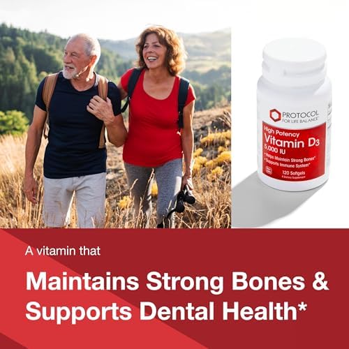 PROTOCOL FOR LIFE BALANCE - Vitamin D3 5000 IU (High Potency) Supports Calcium Absorption, Bone and Dental Health, Immune System Function