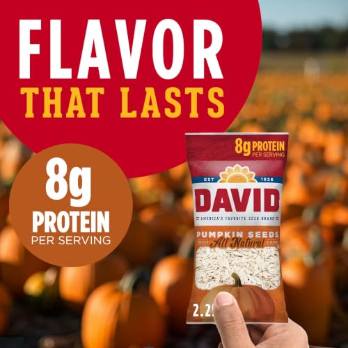 DAVID Roasted and Salted All Natural Pumpkin Seeds, 2.25oz.