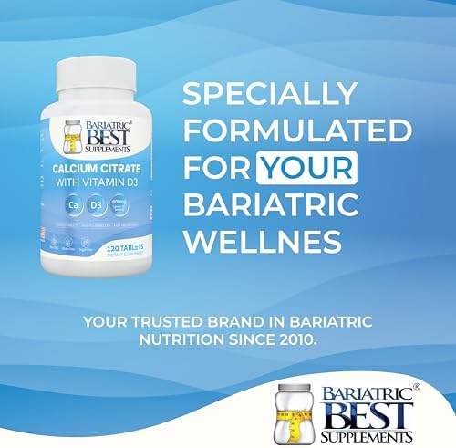Bariatric Calcium Citrate with Vitamin D3 | 600mg | Higher Dose Than Most Competitors | Post-Bariatric Surgery | Gastric Bypass & Sleeve | ASMBS
