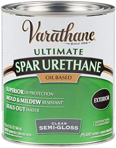 Varathane Outdoor Spar Semi-Gloss Urethane | Oil-Based, Exterior Wood Protection, UV & Weather Resistance, Moisture Resistant Finish, 275 VOC, Quart