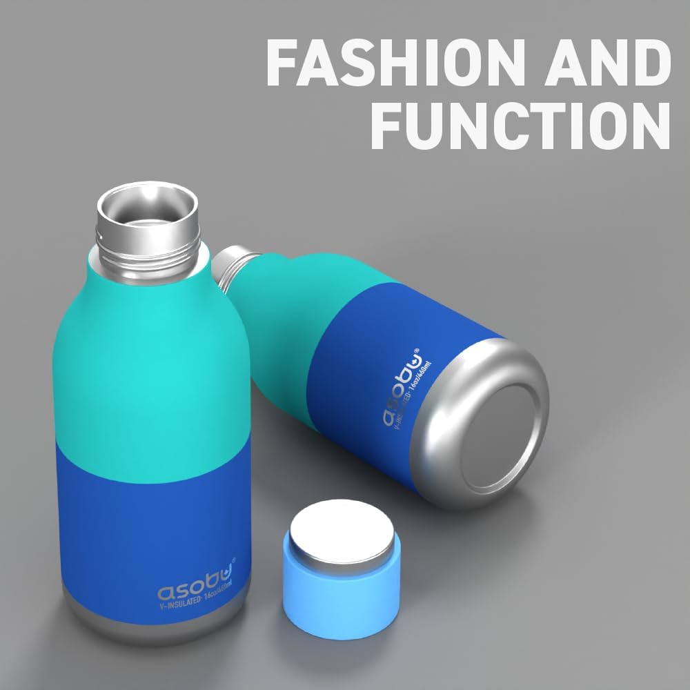 Urban Insulated and Double Walled Stainless Steel Bottle 16 Ounce by Asobu (Pastel Blue)