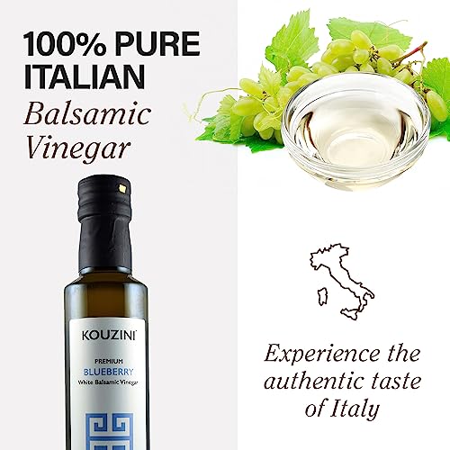 Kouzini Ultra-Premium Peach White Balsamic Vinegar, Aged, No Added Sugars or Preservatives, Ideal for Salads, Meats, Fish, Pizza, & Bread Dipping, Luxurious Balsamic Vinegar of Modena, 250ml