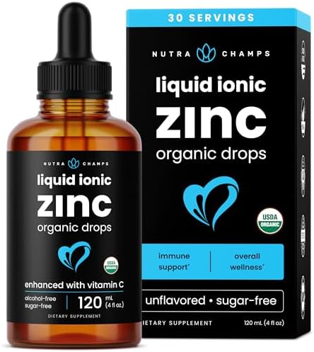 NutraChamps Liquid Zinc for Kids & Adults, Vegan, Pure Ionic Zinc Drops Enhanced with Vitamin C, Supplements for Immune Support