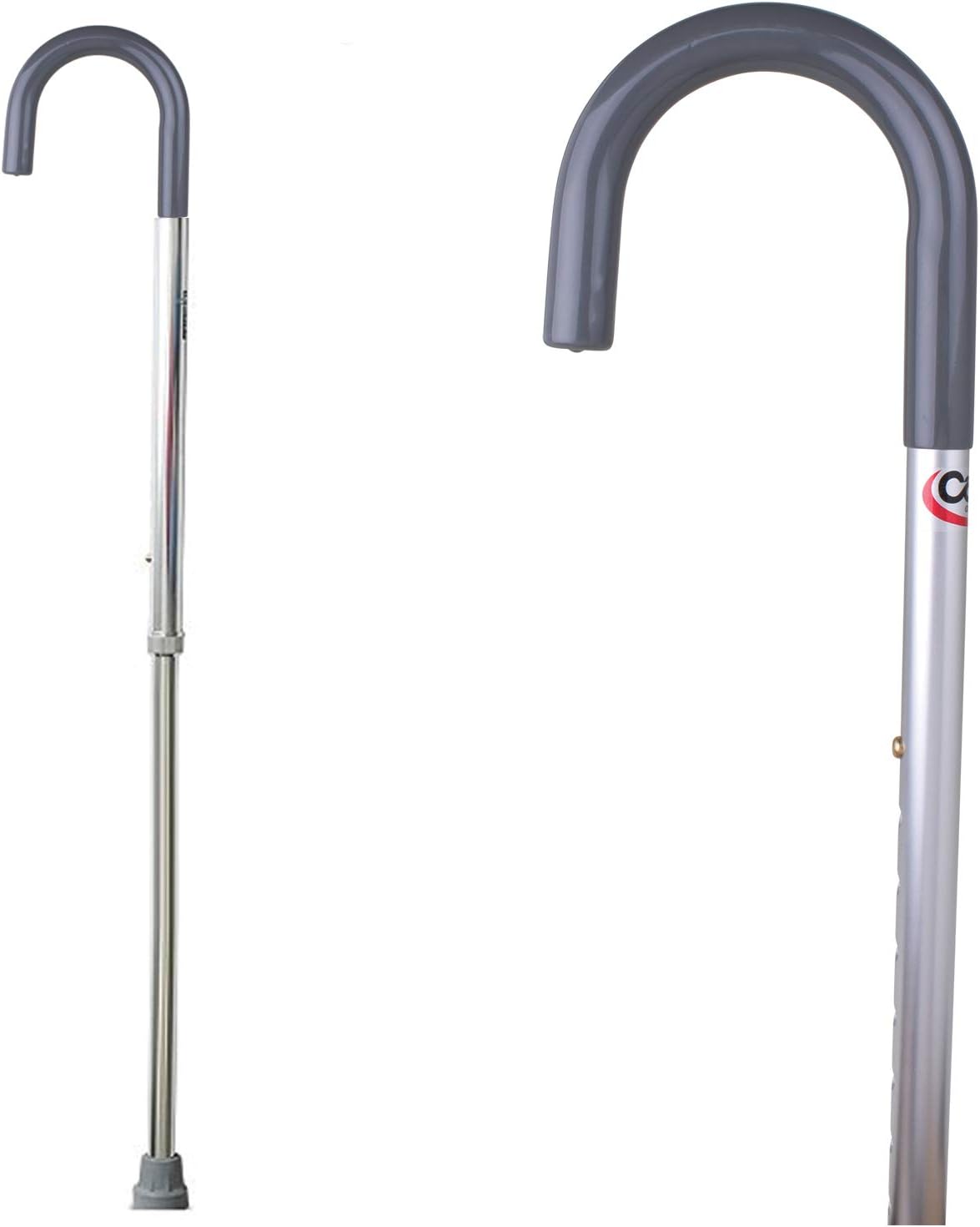 Carex Cane for Men - Men's Round Handle Silver Cane - Adjustable Walking Cane for Men