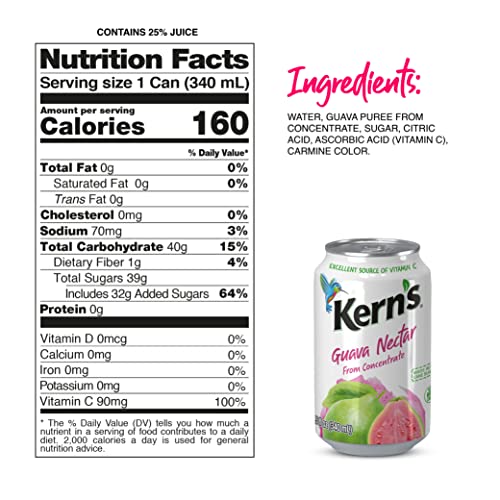 Kern’s Tropical Fruit Nectar Juice Variety Pack - Mango Nectar & Peach Juice - Made from Fruit Puree for Smoothie Mix, Cocktail Mixers & Kids Drinks - 11.5oz, 12 Pack Canned Drinks