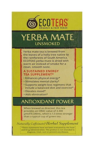 ECOTEAS Organic Yerba Mate Unsmoked Tea 24 Bags (Pack of 3)