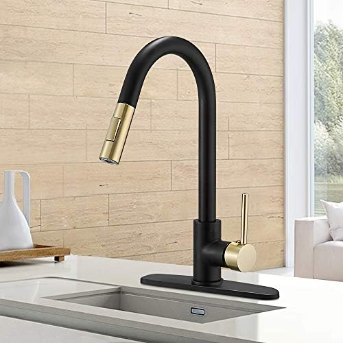 Hoimpro Kitchen Sink Faucet with Pull Out Sprayer, Rv Kitchen Faucet Pull Down Sprayer