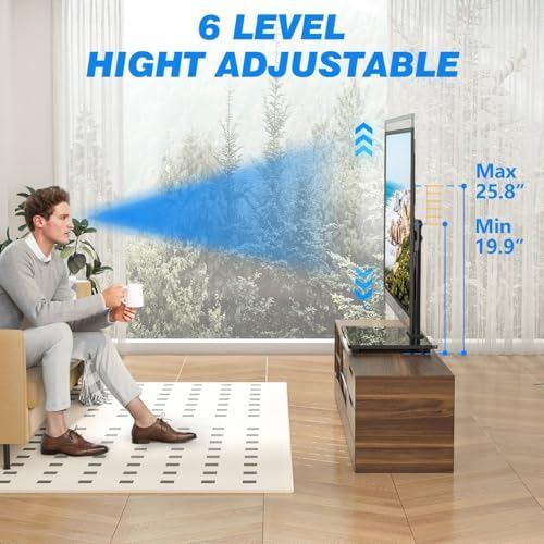 Rfiver Universal TV Stand for 32-75 inch TVs, Support Swivel and Tilt | Height Adjustable, Tempered Glass Base, Holds 110lbs, Max VESA 400x400mm, Ideal for Bedroom & Living Room