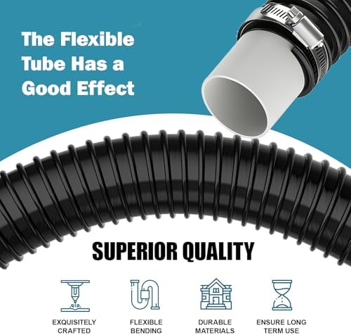 Central Vacuum Hose Fits 2-Inch Indoor Vacuum Tube, Compatible with OVO Flex Easy Retrofit, Flexible Pipe 2-Pack for Quick Installation