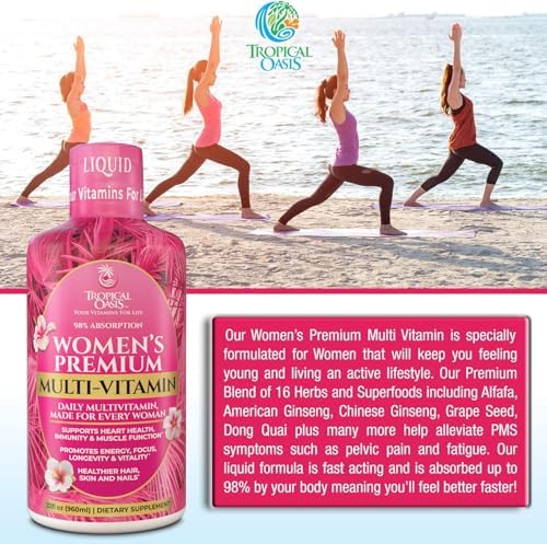 Premium Liquid Multivitamin for Women | Sugar Free Women’s Multivitamin | 100+ Vitamins, Minerals & Herbs Promote Anti-Aging, Heart, Brain & Bone Health |98% Absorption Rate | Non-GMO | 32 Serv