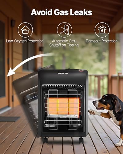 VEVOR Propane Heater, 6000 to 18000 BTU Propane Cabinet Heater with 3 Modes Temp Settings & Tip-over Protection, Garage Radiator Heat up to 450 Sq.Ft