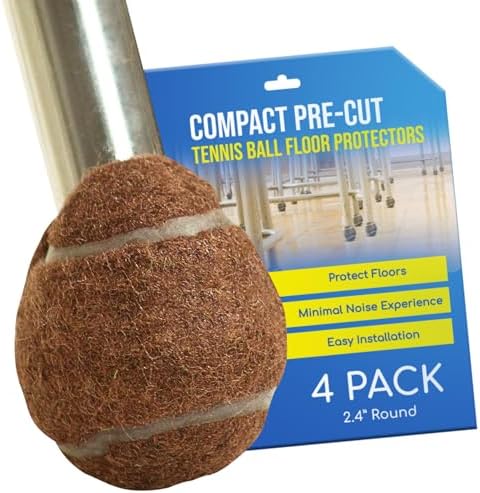 Precut Tennis Balls for Walkers & Chairs – Heavy-Duty Glide Pads for Tables & Desks – Floor Protector Accessory for Mobility Aids – Scratch-Resistant – 2.4 Inch Black, 4 Count