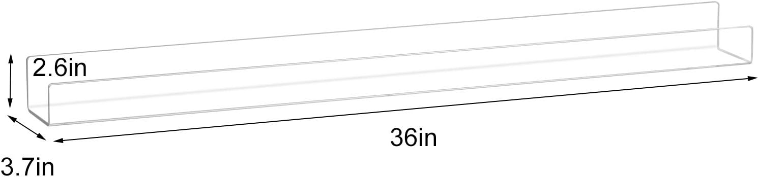 NIUBEE 24”Acrylic Floating Bookshelves for Kids Wall Shelves 2 Packs | Premium Acrylic 50% Thicker with Screwdriver Clear Bathroom Extra-Large Storage Shelves Display Organizer