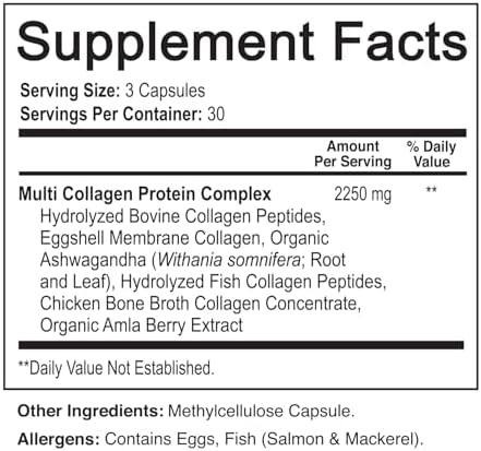 NutriFlair Multi Collagen Peptides 2250mg, 90 Capsules - Type I, II, III, V