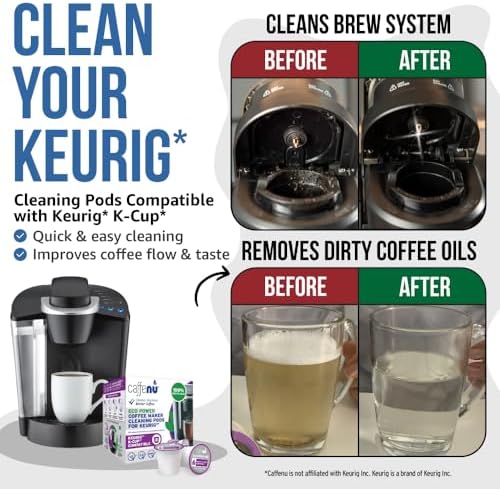 Caffenu Keurig Compatible Cleaning Rinse Pods, 8-Pod Cleaner Kit