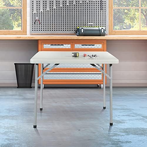 Office Star Resin Sqaure Multipurpose Table with Collapsible Legs, Indoor Outdoor Use for Banquets, Picnics, and Parties, 36 Inch, Square