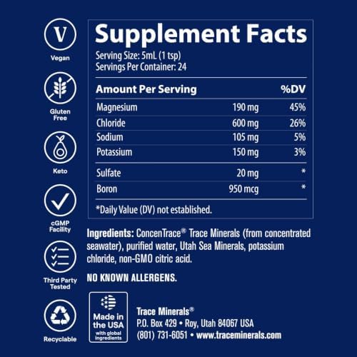 Trace Minerals Keto Electrolyte Drops with Magnesium, 4 fl oz, 24 Servings | Supports 300+ biochemical reactions, Chloride, sodium & potassium blend