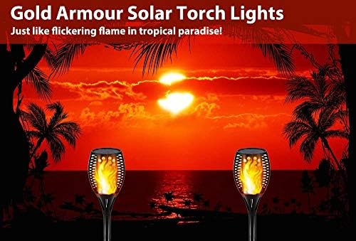 Gold Armour Solar Lights Outdoor - Flickering Flames Torch Lights Solar Light 42.9in Tall