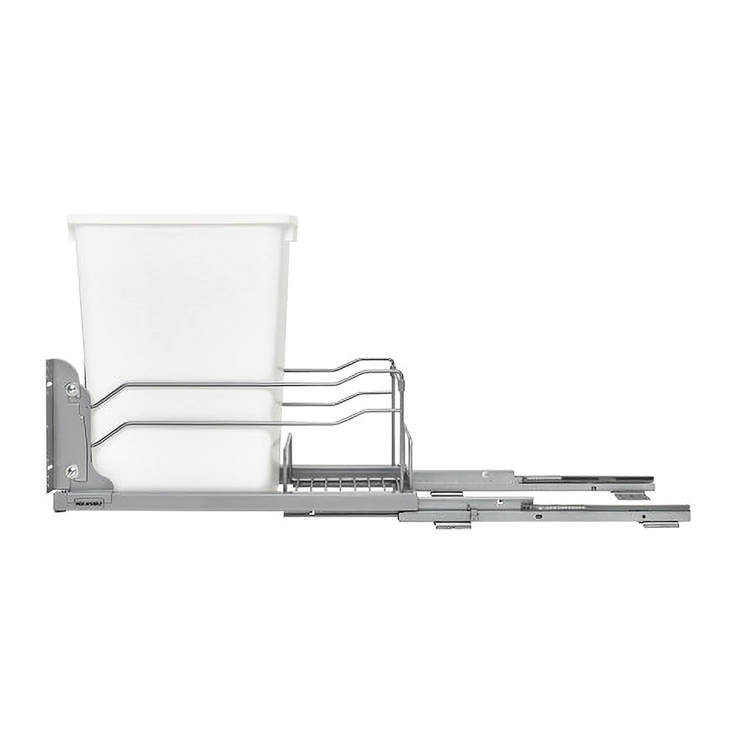 Rev-A-Shelf 35 Qt Pull Out Trash Can with Soft Close for Under Kitchen Cabinets, Min Opening Width of 11.5", Metallic Silver, 53WC-1535SCDM-117