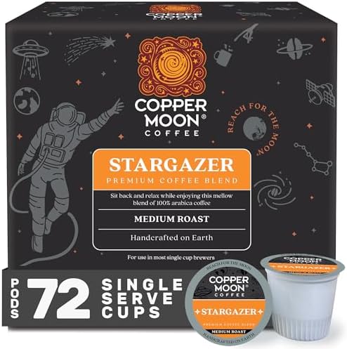 Copper Moon K-Cup Coffee Pods, Medium Roast, Costa Rican Blend, 80 Count | Single Serve, Vegan, Allergen Free, Non-GMO, Kosher, Small Batch Roasted, Vegetarian, Compatible with Keurig K Cup Brewers